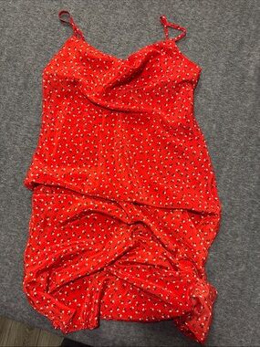 Red Floral Cowl Neck Slip Dress